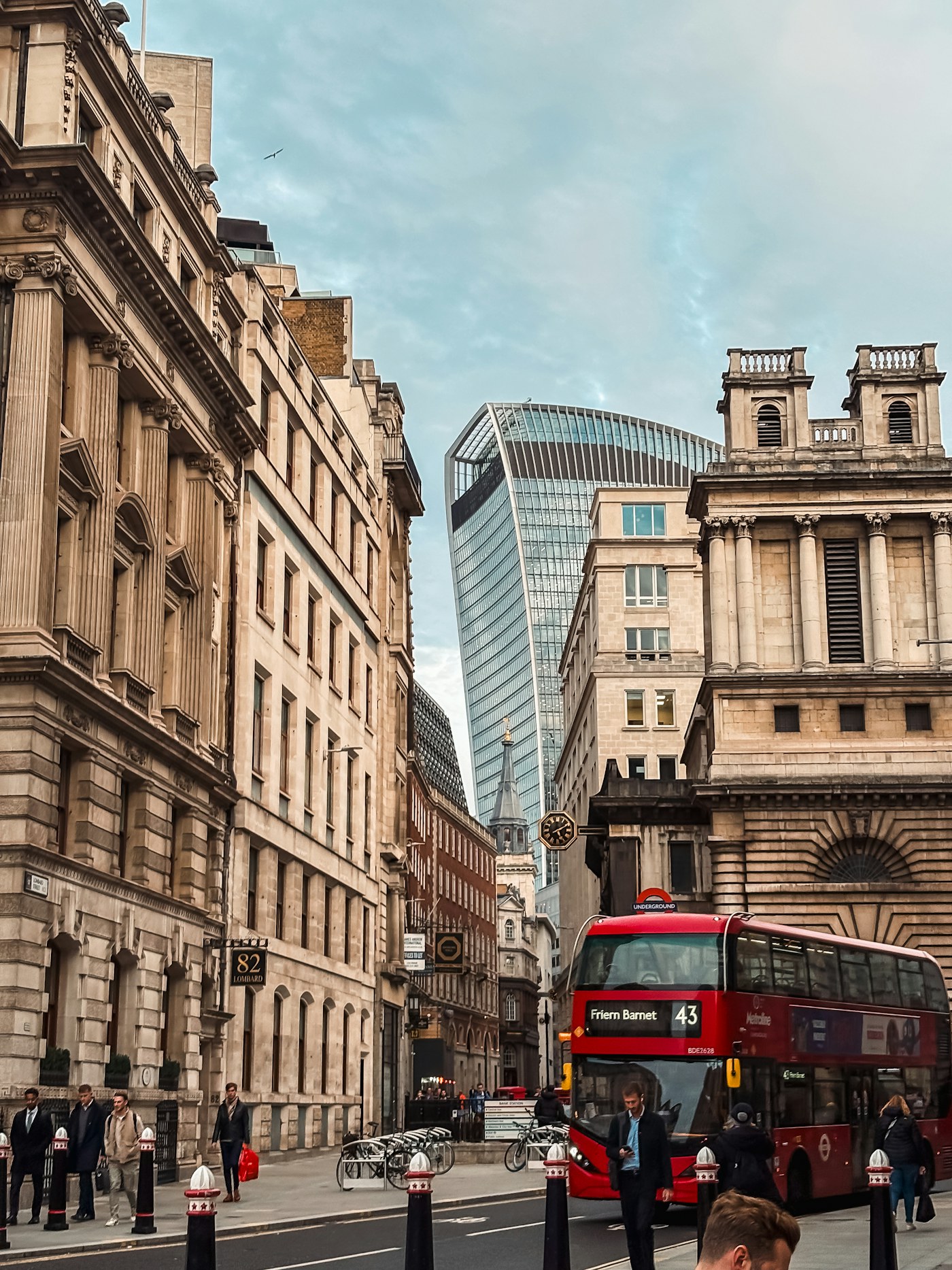 London street with modern buildings